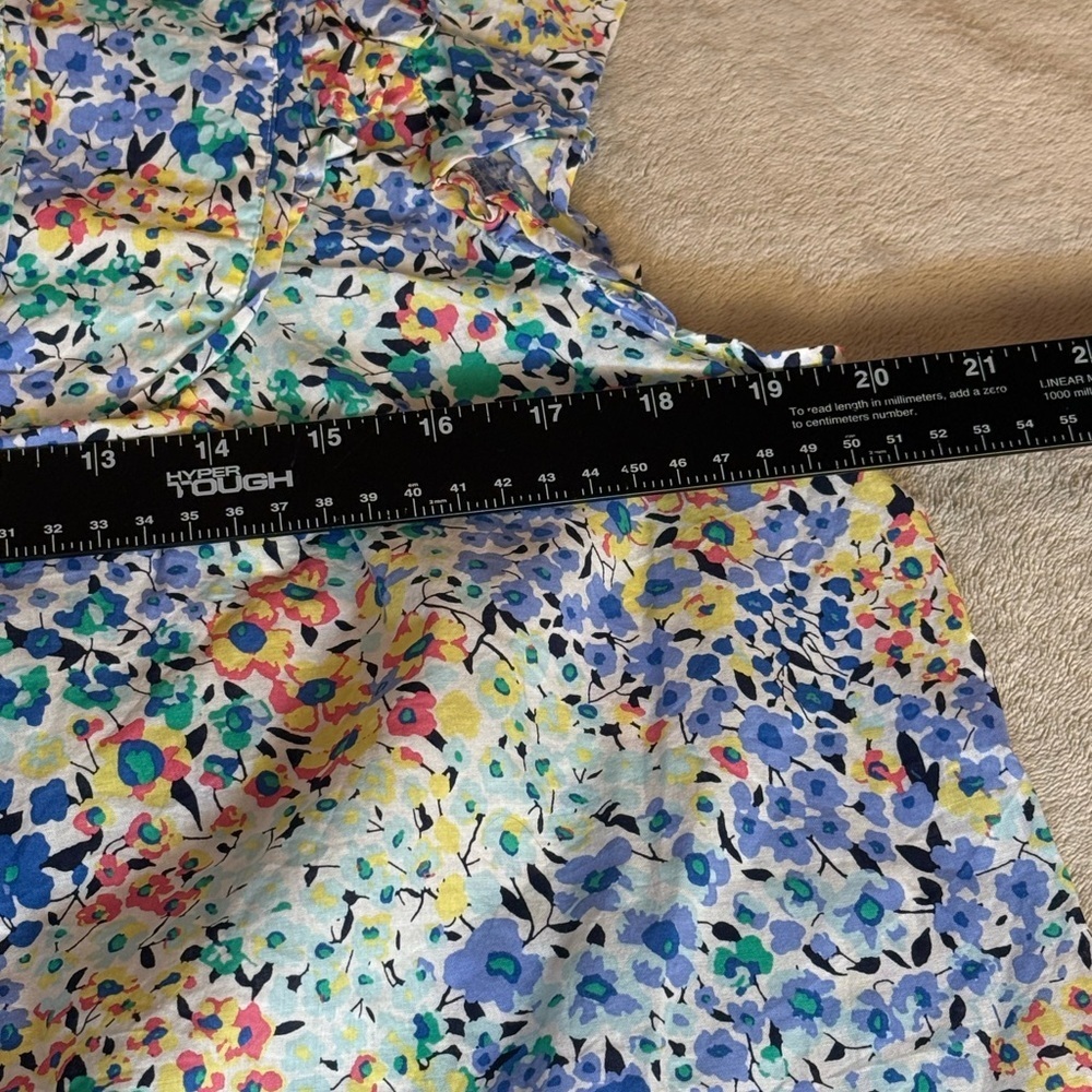 J.Crew Flutter Sleeve Delicate Floral Blouse Top Blue Medium - Picture 7 of 8